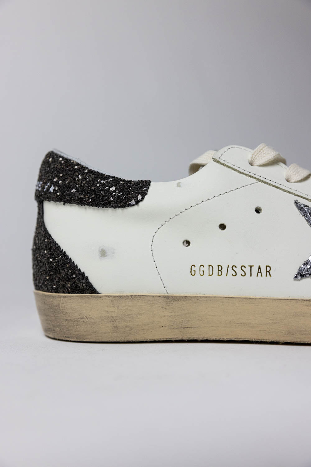 GOLDEN GOOSE Super-Star with silver star and brown glitter heel tab