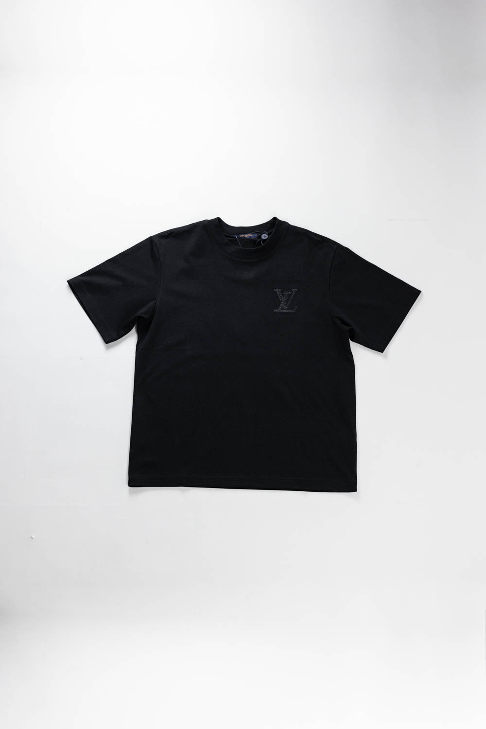 Louis Vuitton LV Logo Embroidered T-Shirt Black