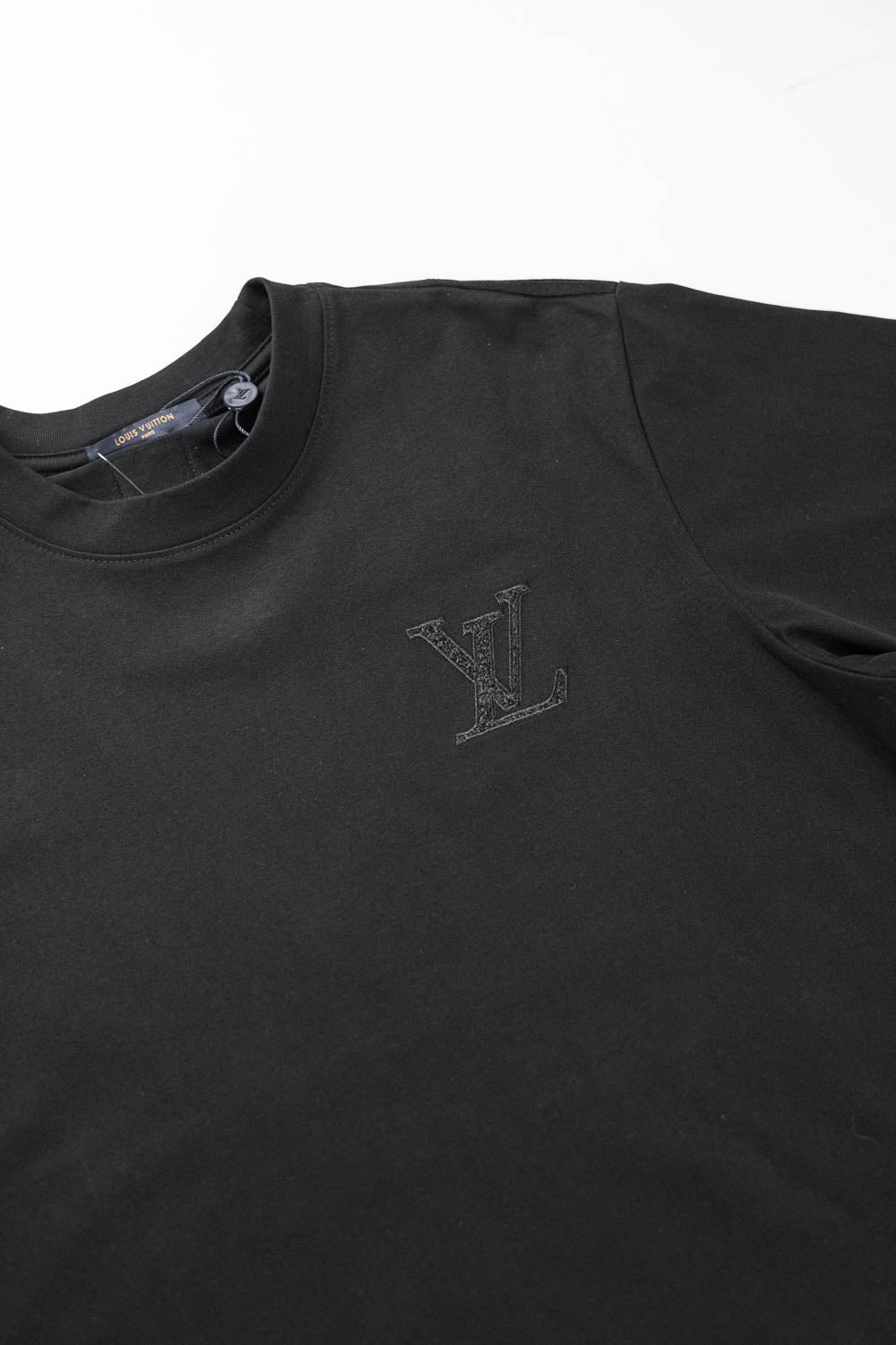 Louis Vuitton LV Logo Embroidered T-Shirt Black