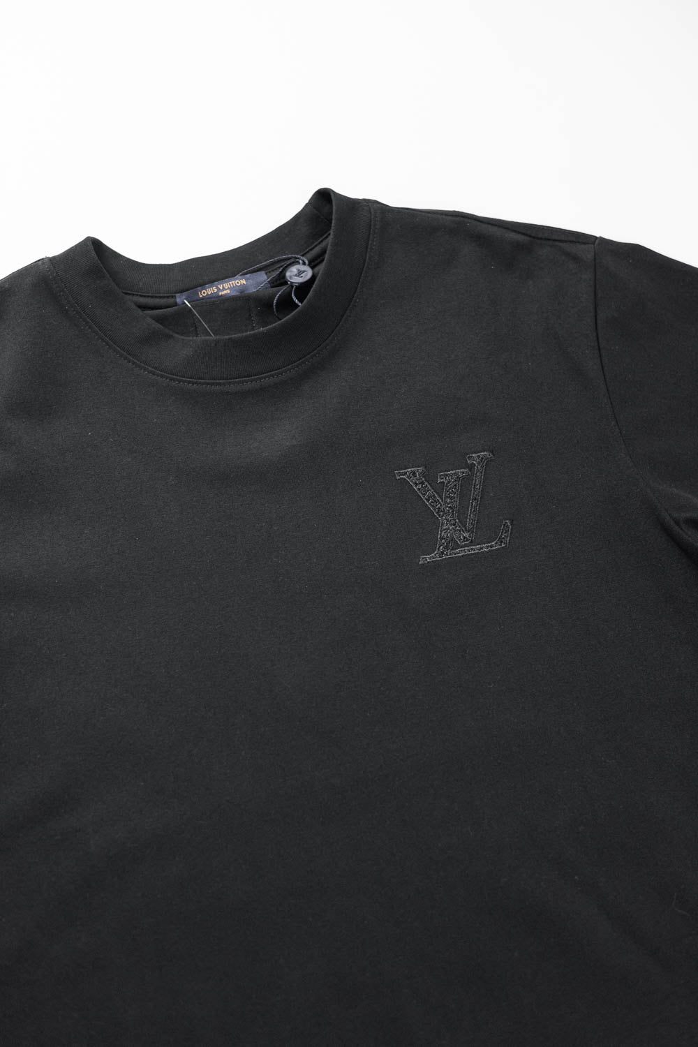 Louis Vuitton LV Logo Embroidered T-Shirt Black