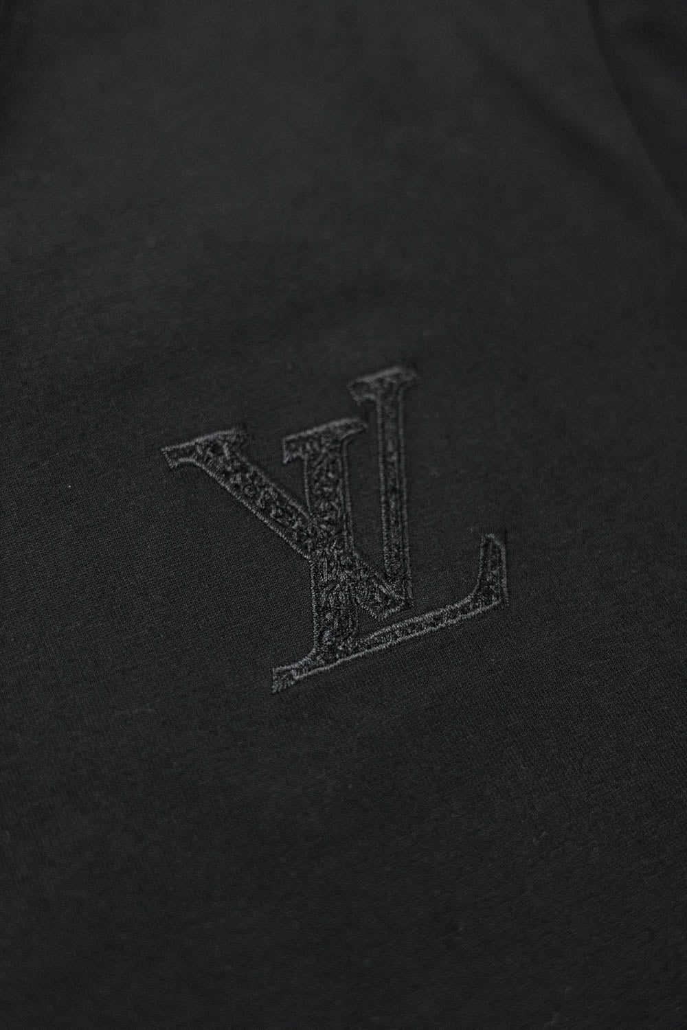 Louis Vuitton LV Logo Embroidered T-Shirt Black