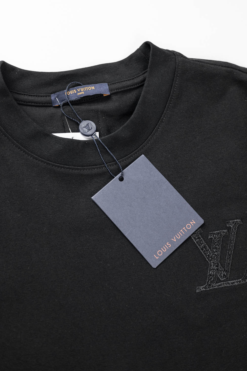 Louis Vuitton LV Logo Embroidered T-Shirt Black