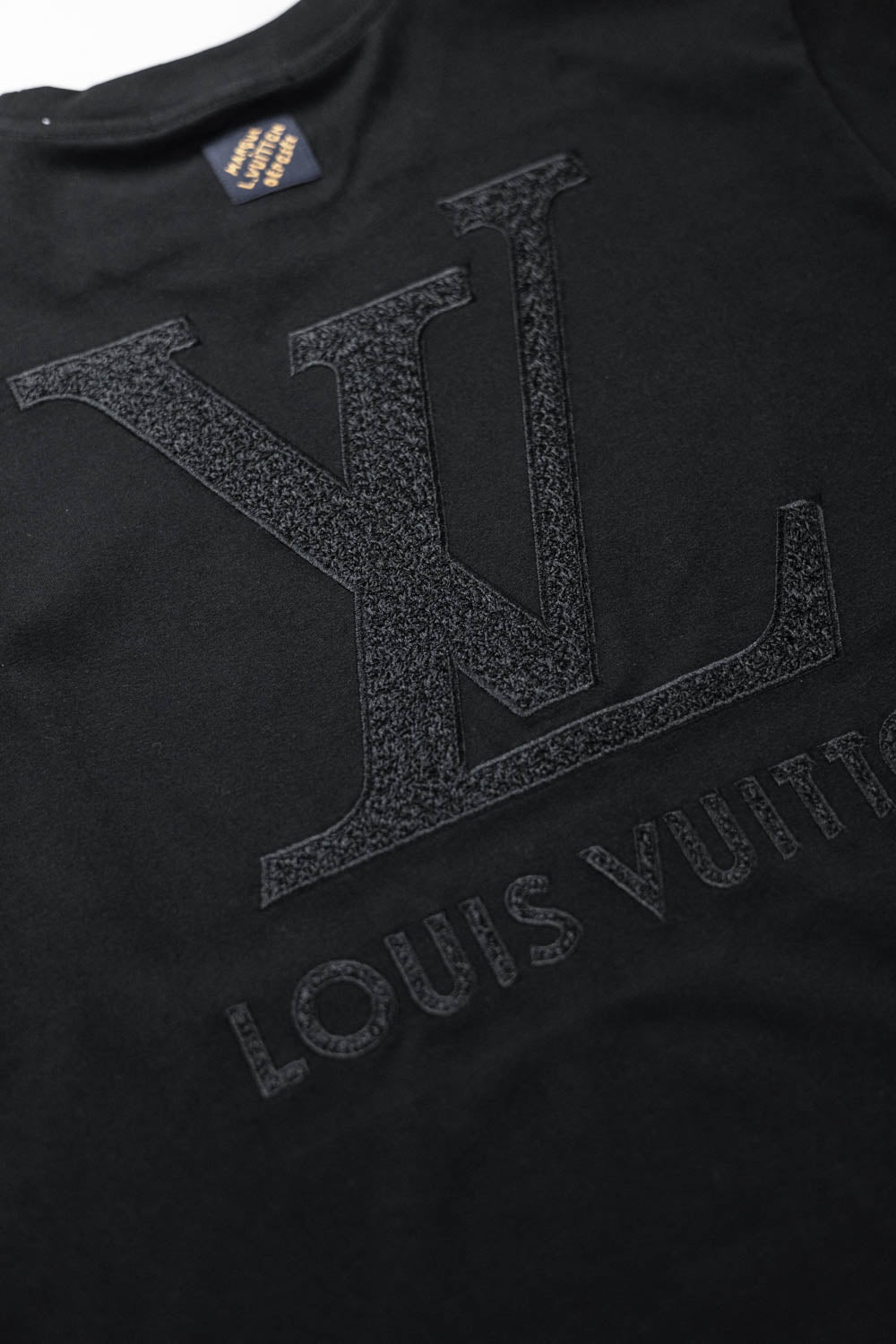 Louis Vuitton LV Logo Embroidered T-Shirt Black