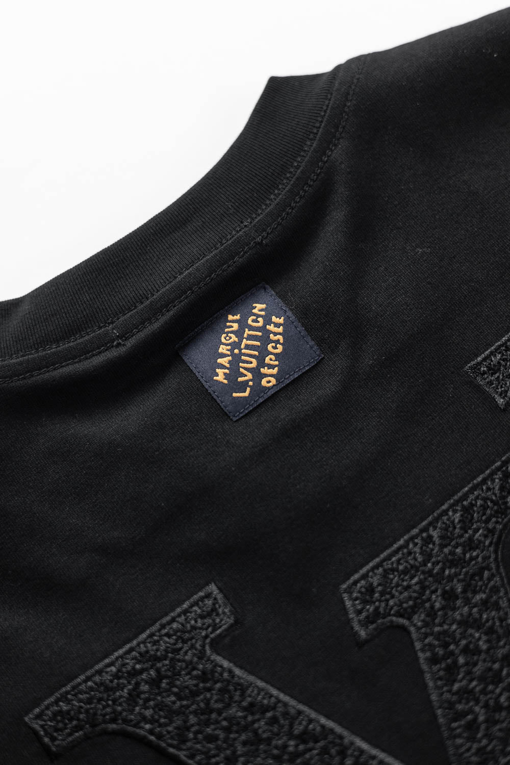 Louis Vuitton LV Logo Embroidered T-Shirt Black