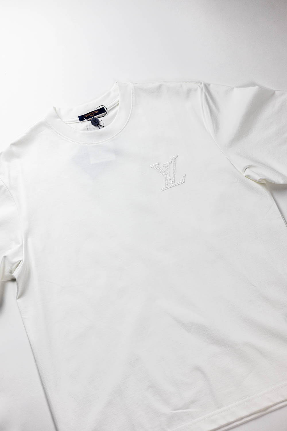 Louis Vuitton LV Logo Embroidered T-Shirt White