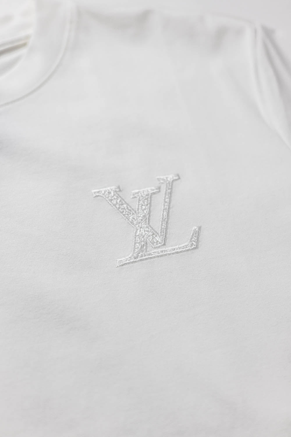 Louis Vuitton LV Logo Embroidered T-Shirt White