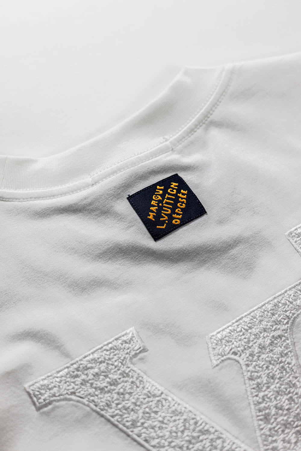 Louis Vuitton LV Logo Embroidered T-Shirt White