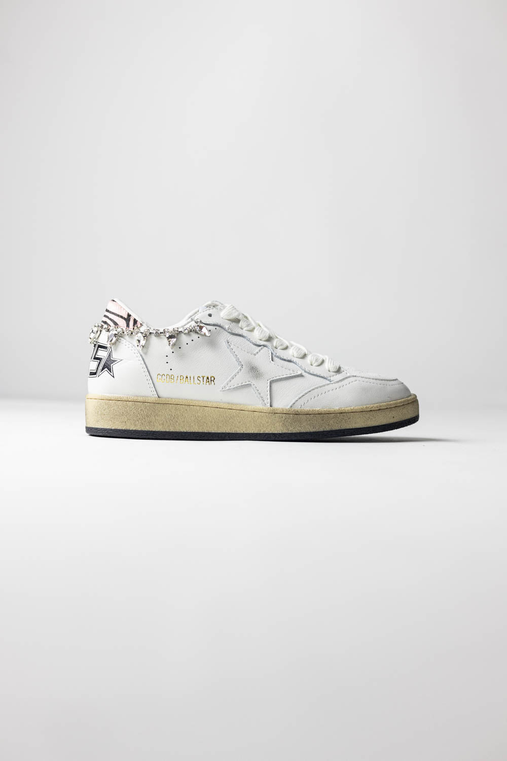 Golden Goose Ball Star White leather whit crystal