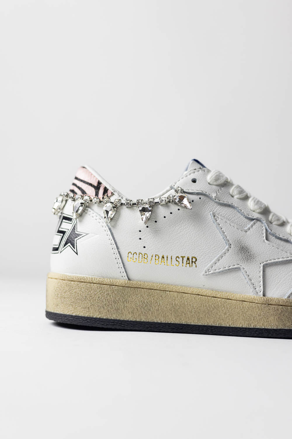 Golden Goose Ball Star White leather whit crystal