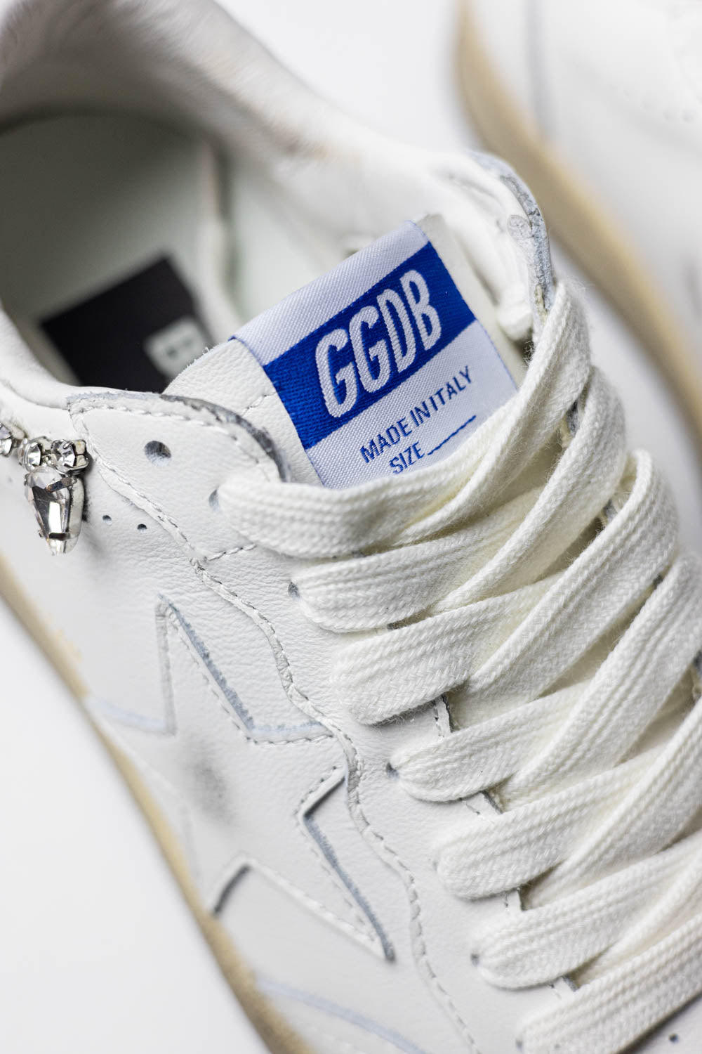 Golden Goose Ball Star White leather whit crystal