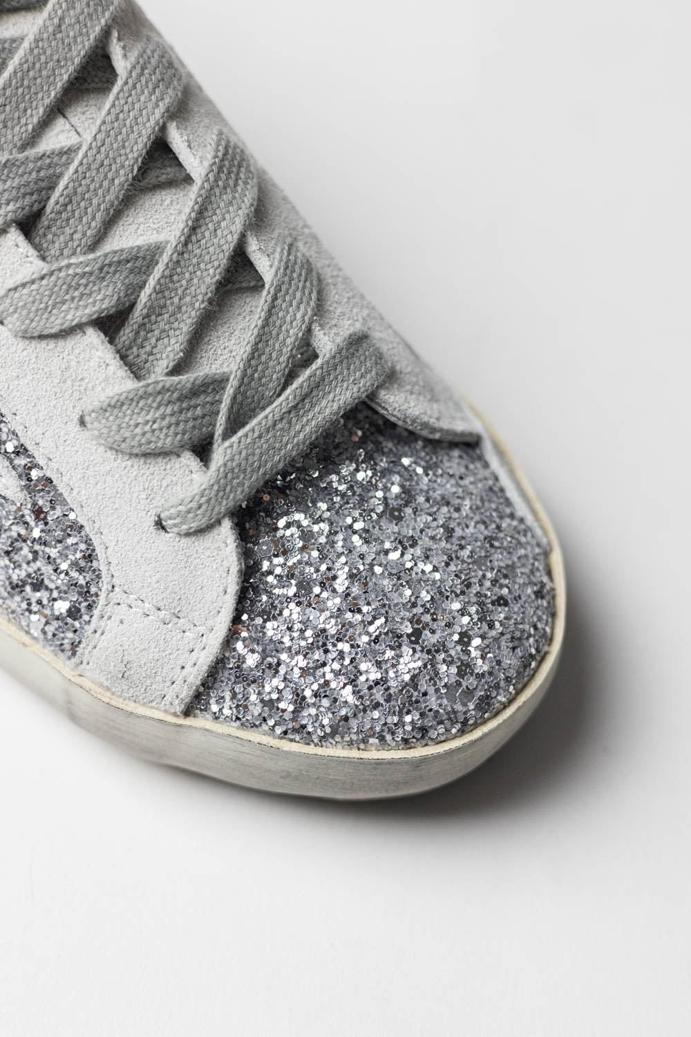 Golden Goose Super-Star Glitter Sneakers Silver