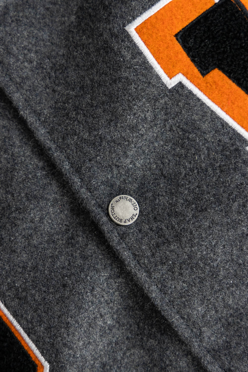 OFF - WHITE Grey wool and leather varsity jacket