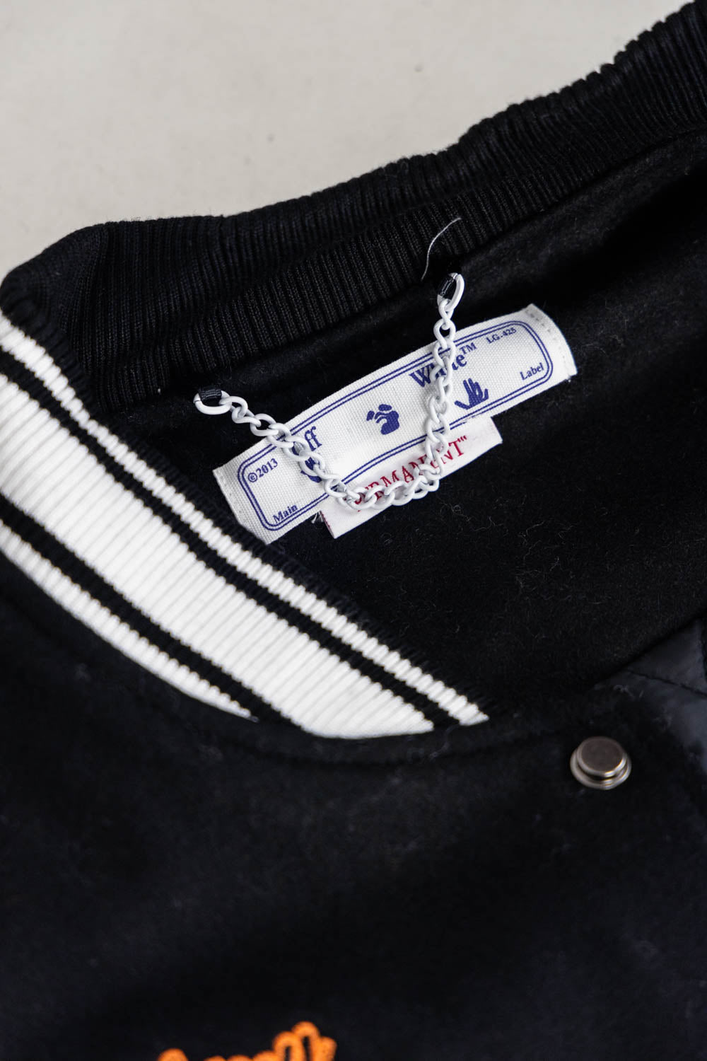 OFF - WHITE Black wool and leather varsity jacket