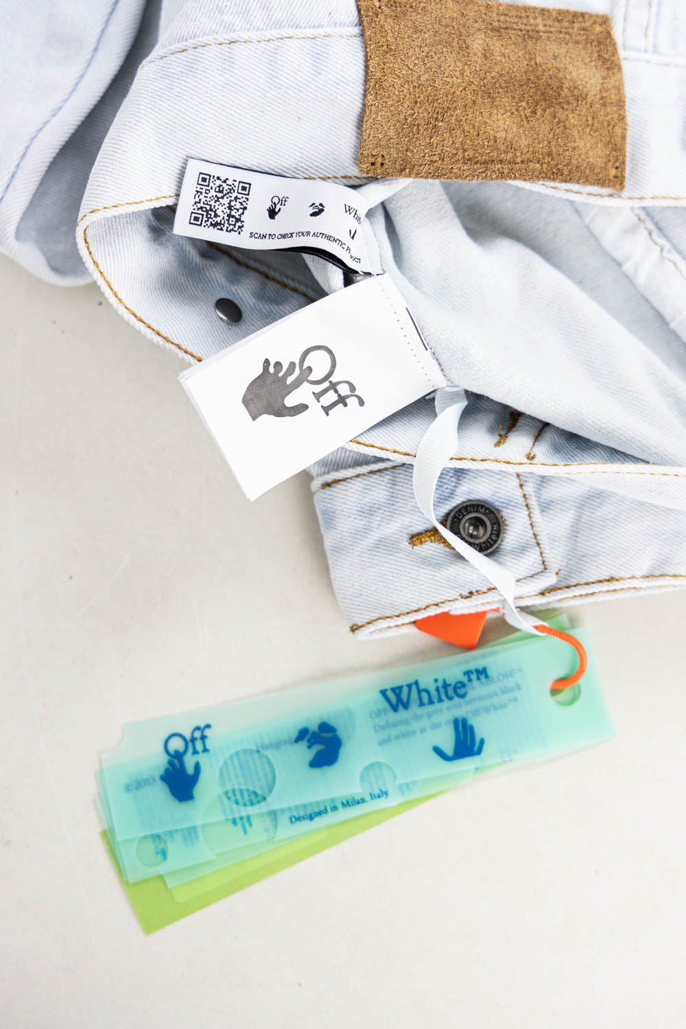 Off-White Diag Tab Slim Denim Jacket Medium Blue