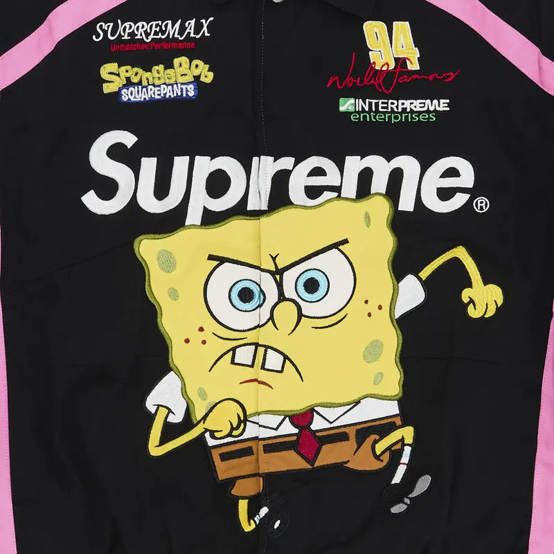 Supreme SpongeBob SquarePants Jeff Hamilton Racing Jacket Black