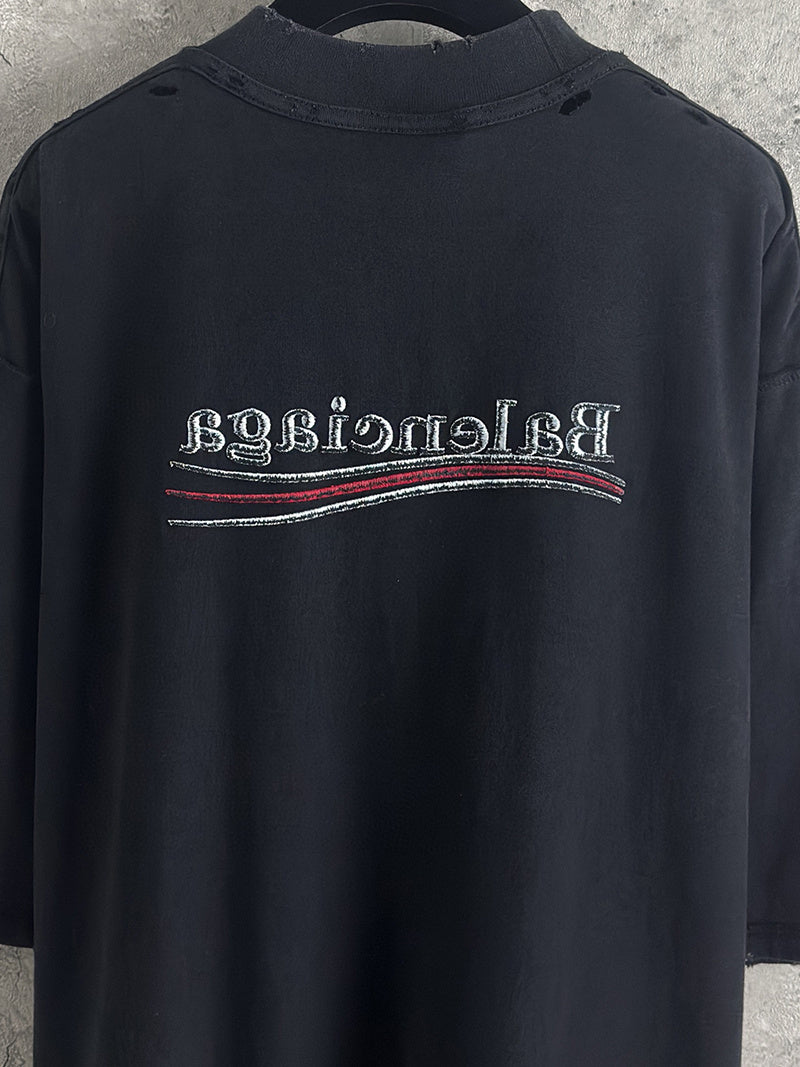 Balenciaga Political Reverse Logo T Shirt Black