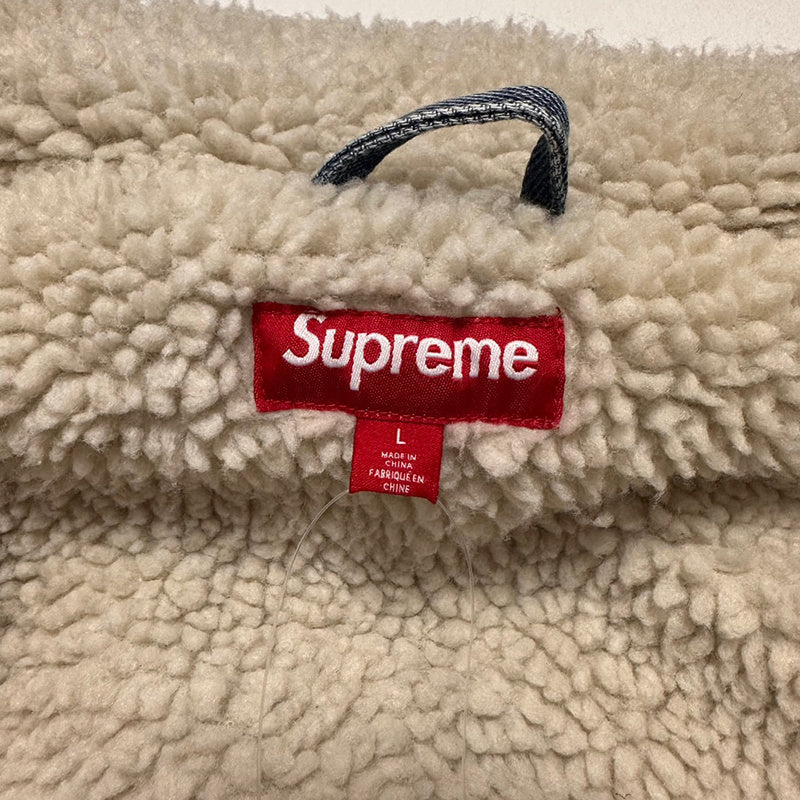 Supreme Faux Shearling Lined Bomber Jacket Denim