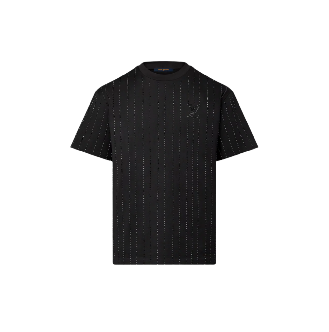 Louis Vuitton Crystal Embellished Cotton T-Shirt Black