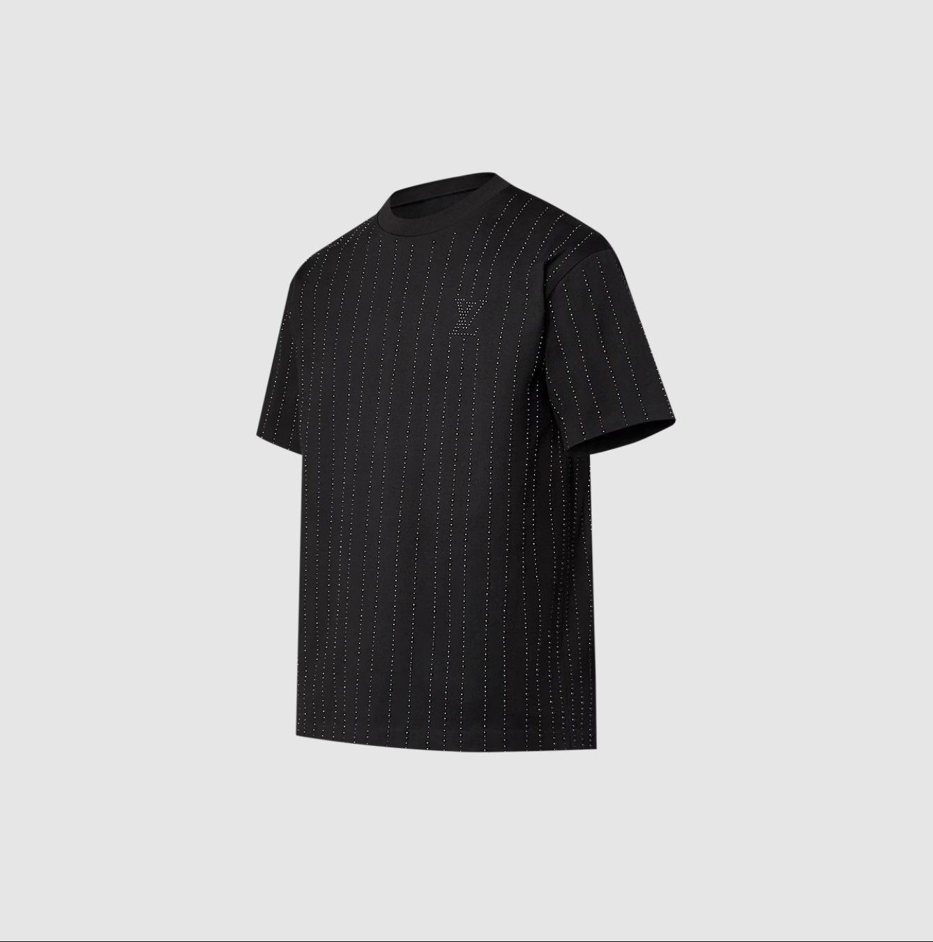 Louis Vuitton Crystal Embellished Cotton T-Shirt Black