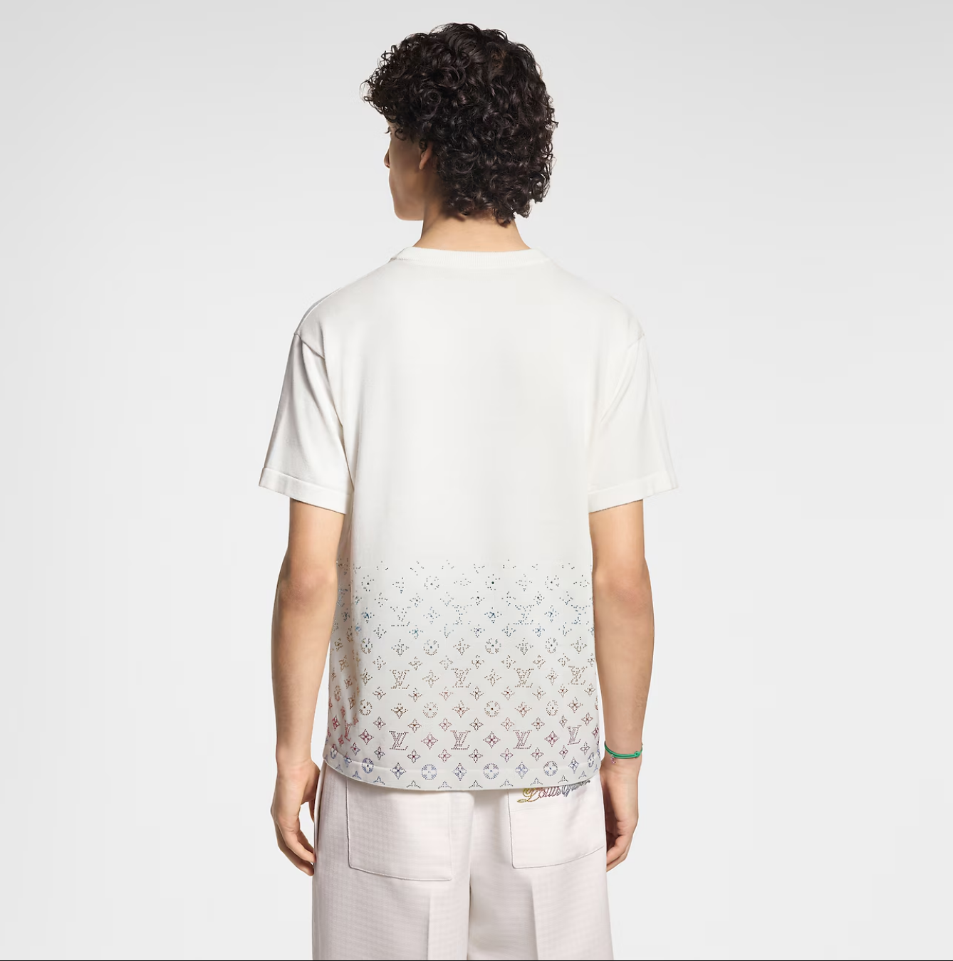 Louis Vuitton Monogram Gradient Embellished Short-Sleeved Crewneck White