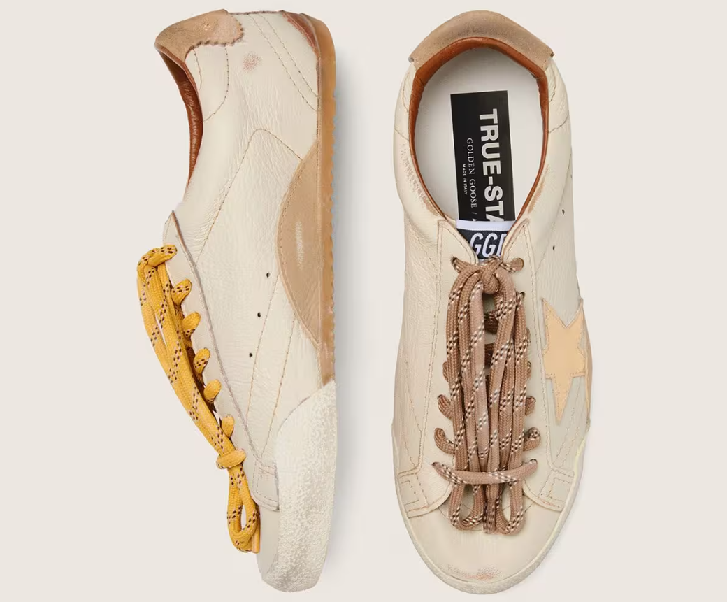 Golden Goose True Star White nappa leather gold star beige suede