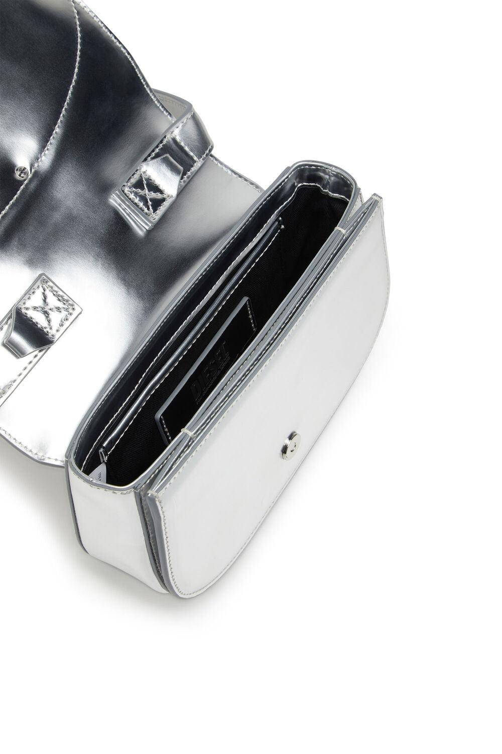 Diesel 1DR Iconic Bag D Logo Plaque Silver