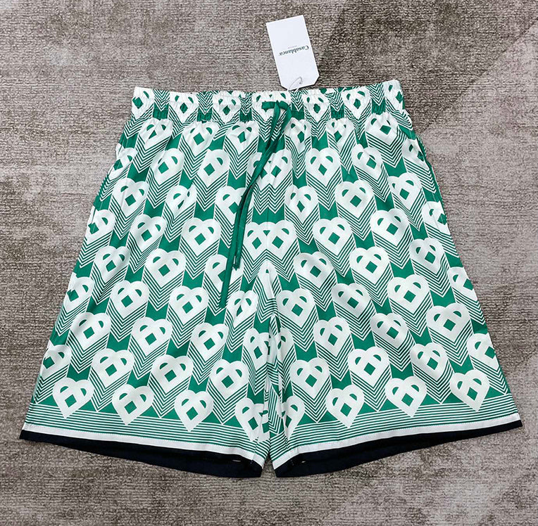 CASABLANCA Heart Monogram Sport Silk Set Shirt+Short