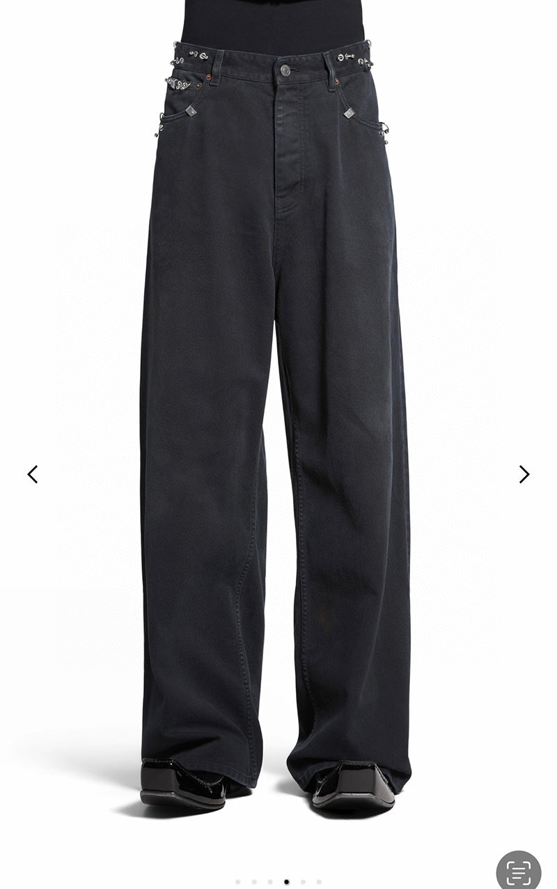 Balenciaga Pierced Baggy Pants Black