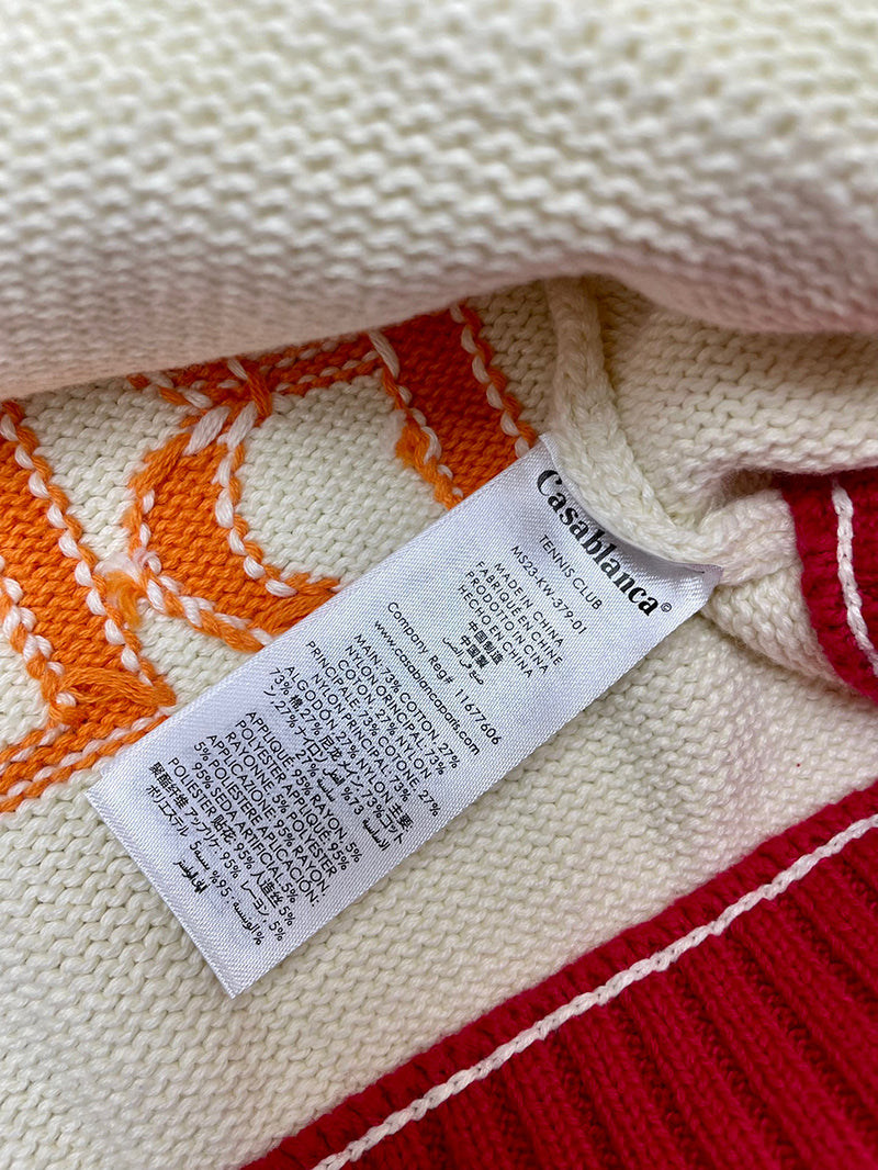 CASABLANCA Knitted Casa Zip-up Cardigan in White
