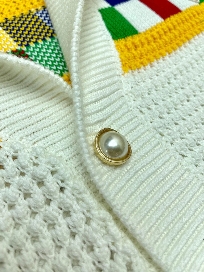 CASABLANCA Faux Crochet Set Shirt+Short White/Yellow