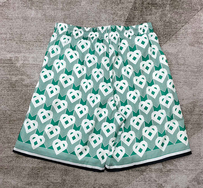 CASABLANCA Heart Monogram Sport Silk Set Shirt+Short