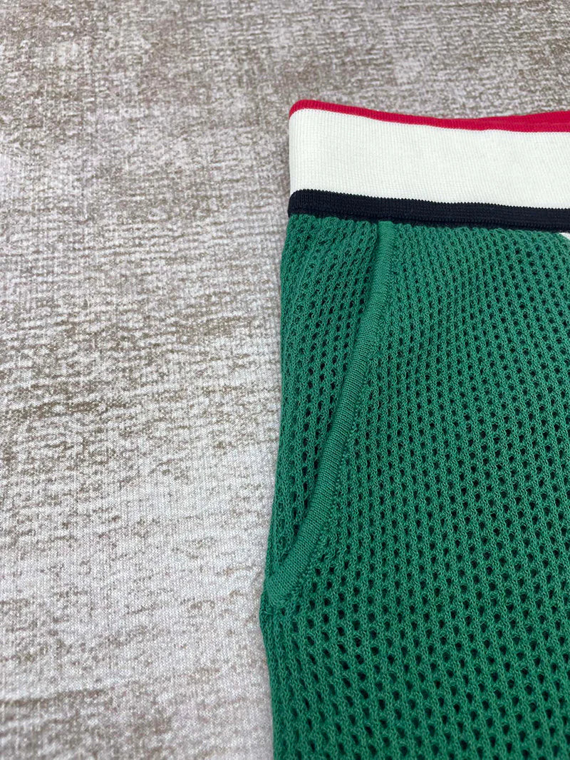 CASABLANCA Striped Mesh Set Shirt+Short Green/White