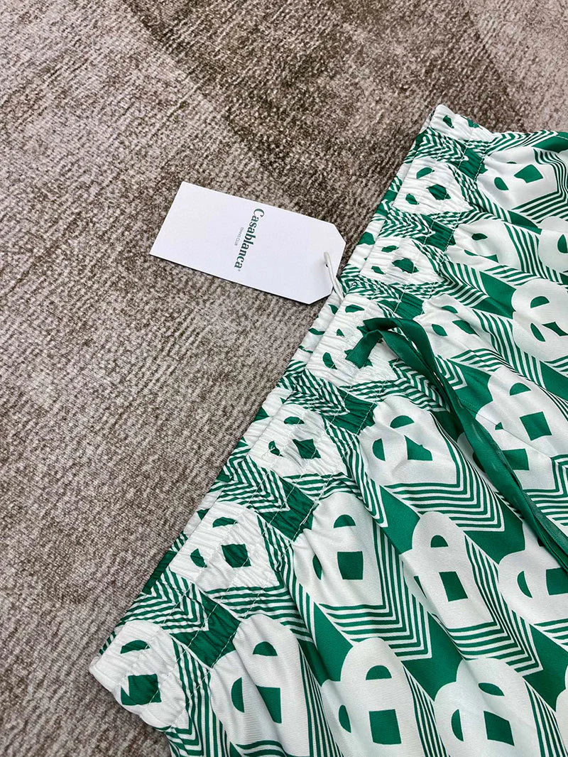 CASABLANCA Heart Monogram Sport Silk Set Shirt+Short