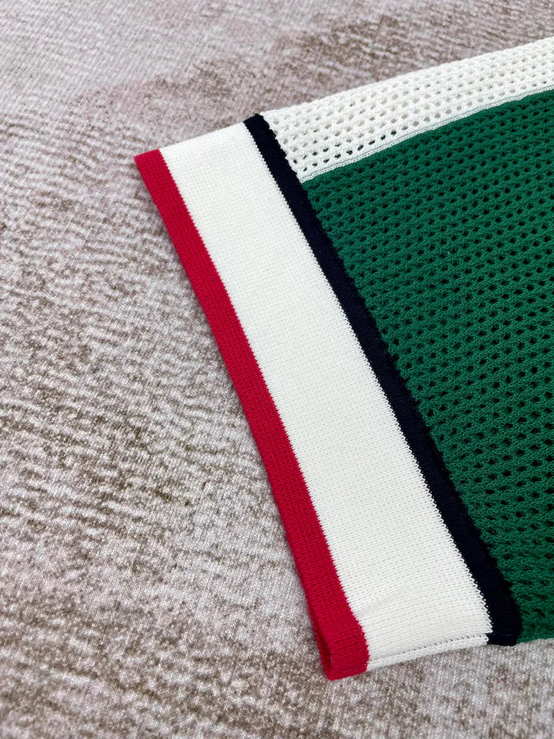 CASABLANCA Striped Mesh Set Shirt+Short Green/White
