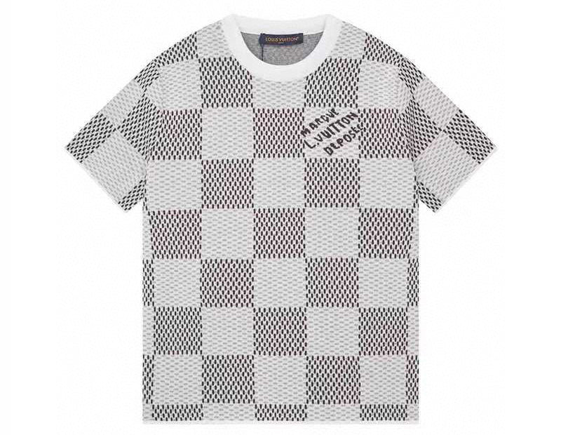 Louis Vuitton Damier Knitted Short-Sleeved Crewneck White Black