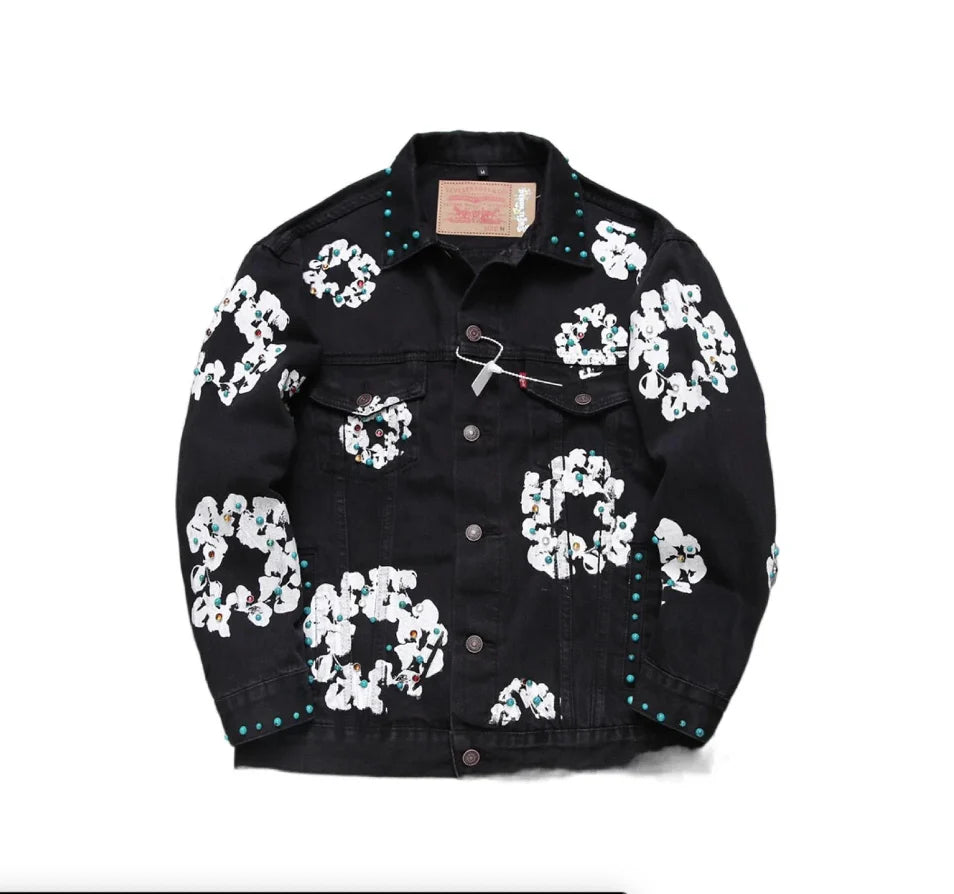 Denim Tears Bust Down Tears Rhinestone Jacket Black