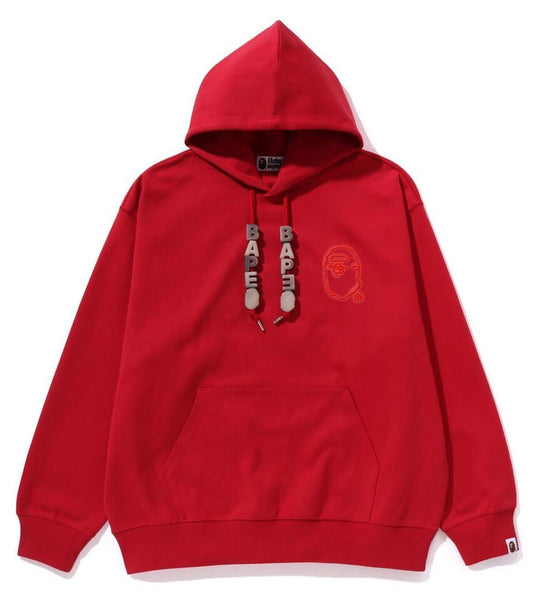 A Bathing Ape 3D Letther Pullover Hoodie Red
