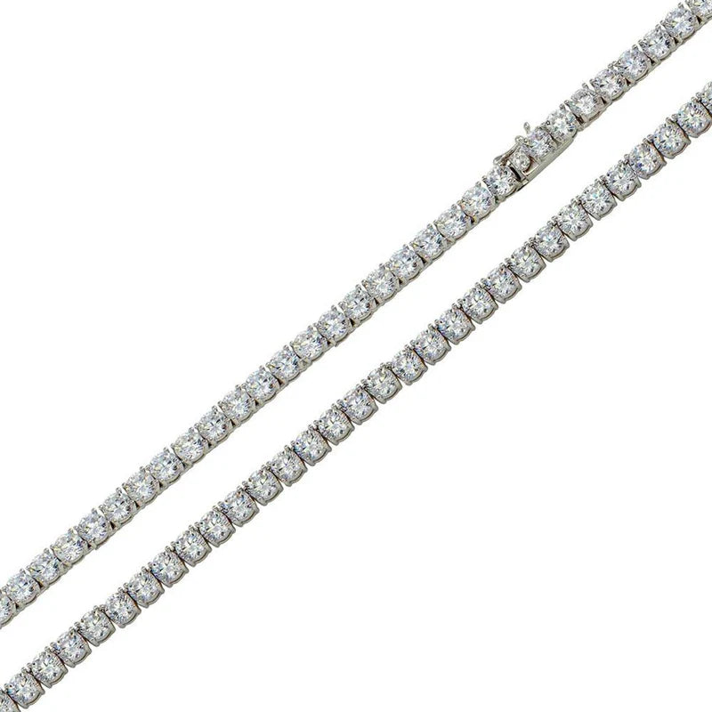 925 Sterling Silver Round CZ Tennis Necklace 3mm