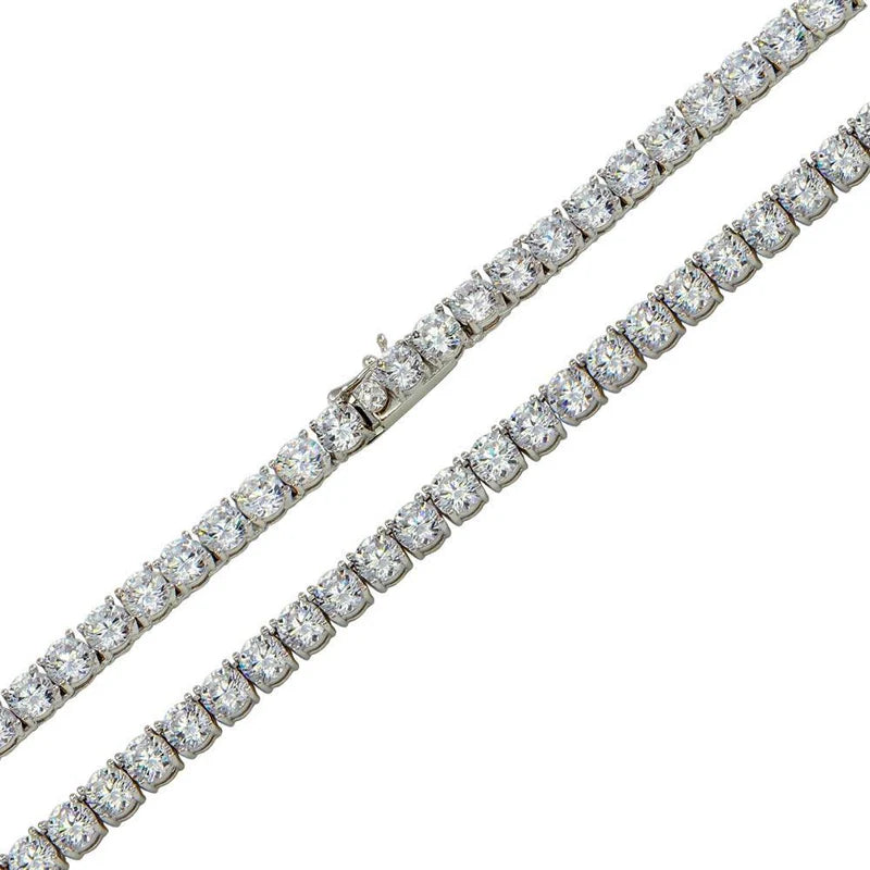 925 Sterling Silver Round CZ Tennis Necklace 5mm
