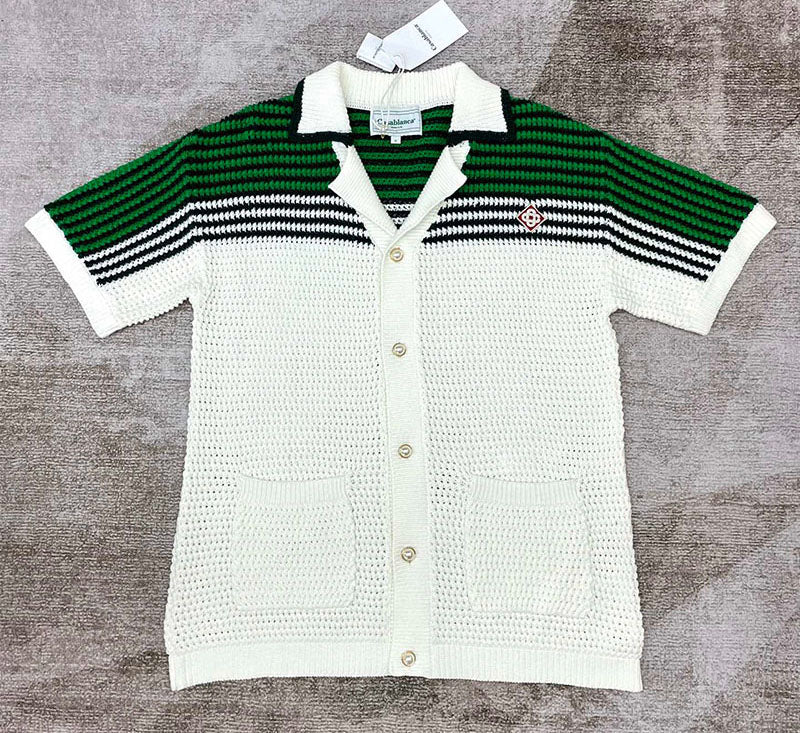 CASABLANCA Tennis Crochet Set Shirt+Short Green
