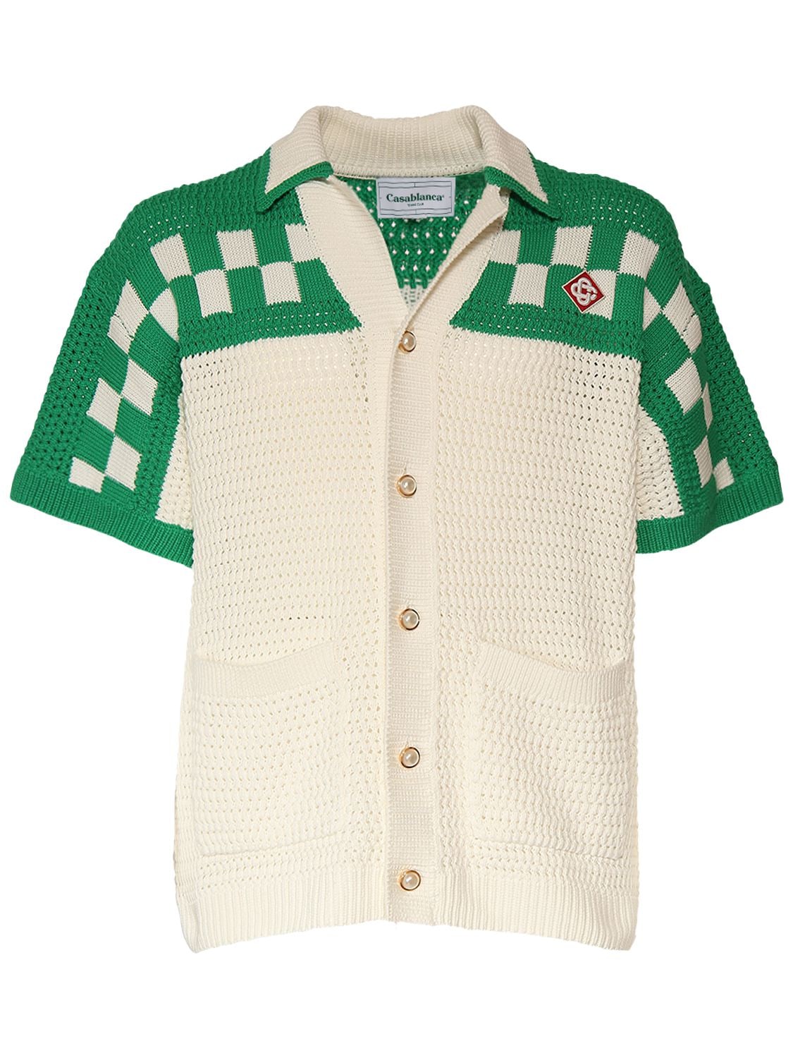 CASABLANCA Crochet-knit T Shirt & Shorts White Green