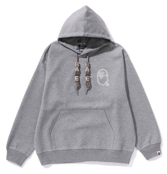 A Bathing Ape 3D Letther Pullover Hoodie Grey