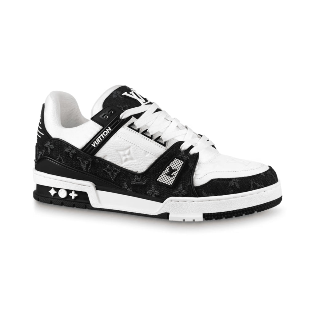 Louis Vuitton LV Trainer White Black Denim Monogram