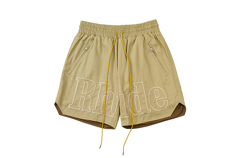 RHUDE Embroidered Twill Logo Short Beige