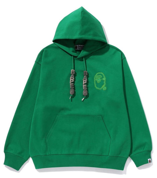 A Bathing Ape 3D Letther Pullover Hoodie Green