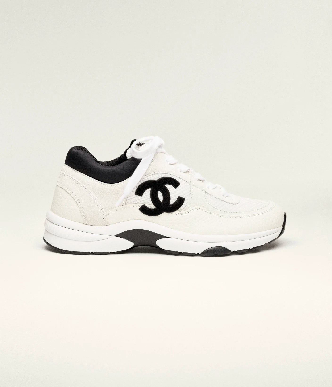 Chanel Low Top Trainer Suede White Black