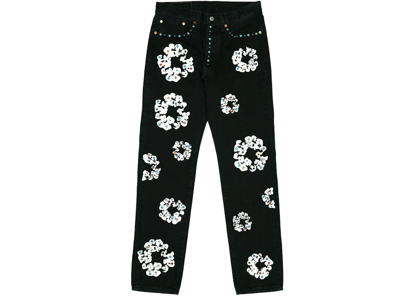 Denim Tears x Levi's 501 Cotton Rhinestone Wreath Jeans Black