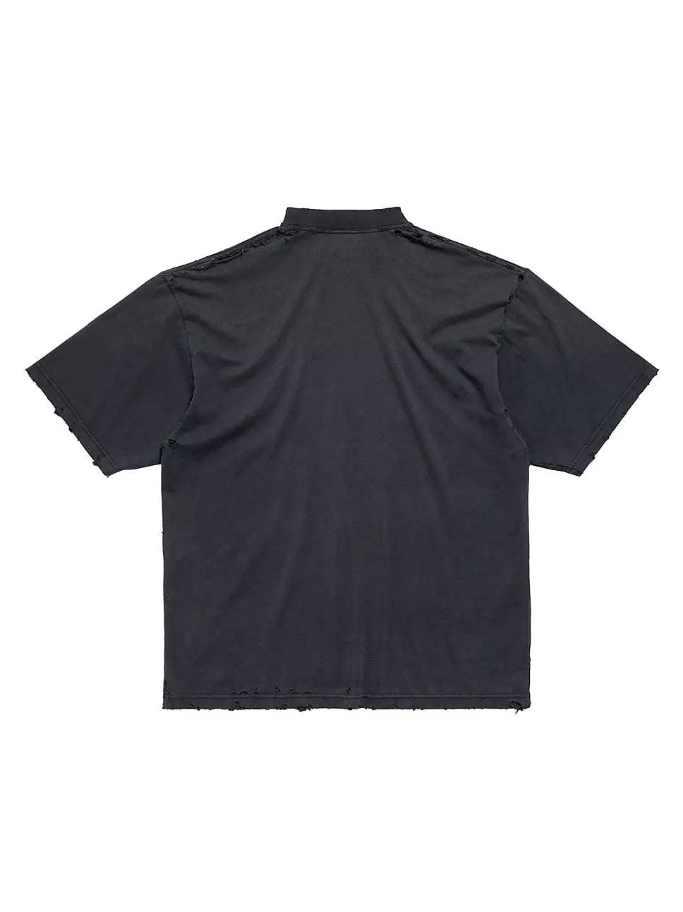 BALENCIAGA Oversized Distressed Printed Cotton-Jersey T-Shirt Black