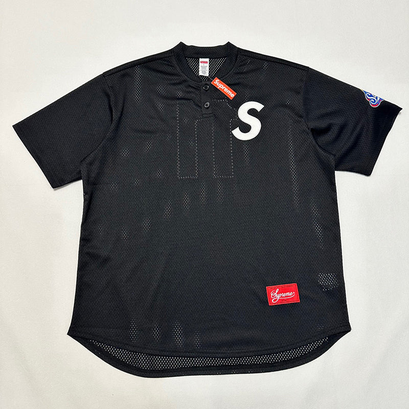 Supreme S Logo Baseball Henley Black