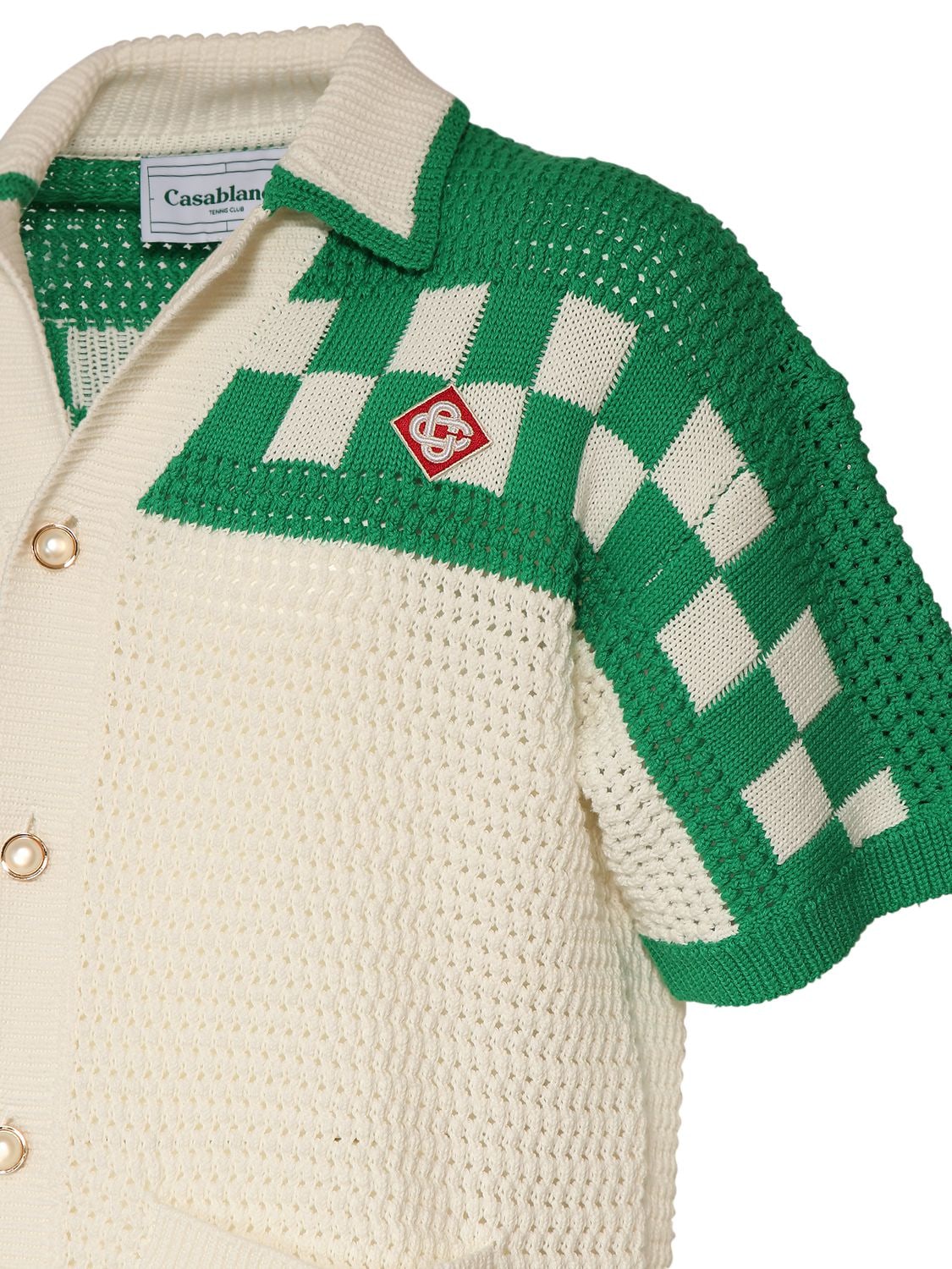 CASABLANCA Crochet-knit T Shirt & Shorts White Green